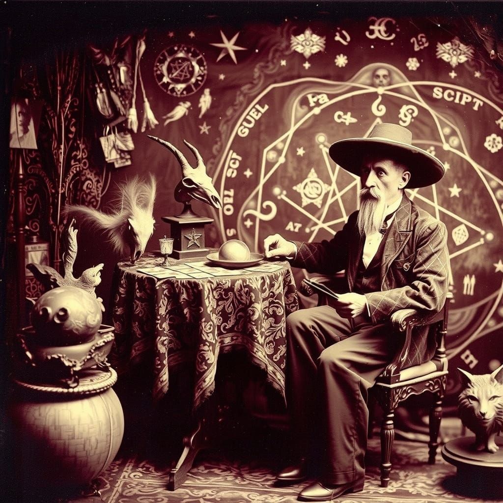 Creepy Mexican Wizard Hologram in Daguerreotype Style