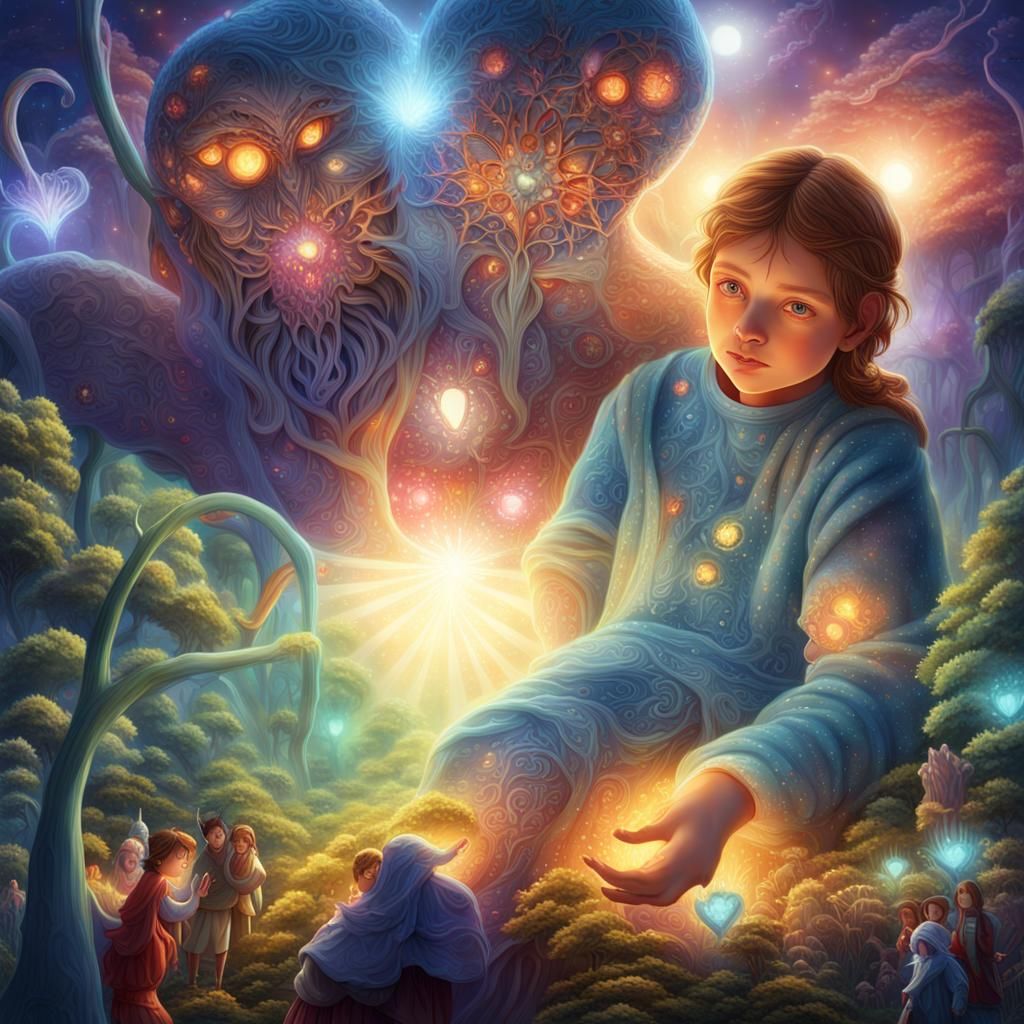 Biological Fantasy: Mother and Family in Bioluminescent Land...