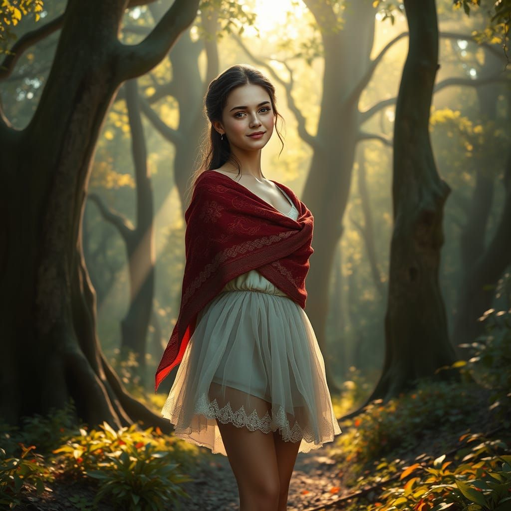 Enchanted Forest Maiden in Rich, Vibrant Colors