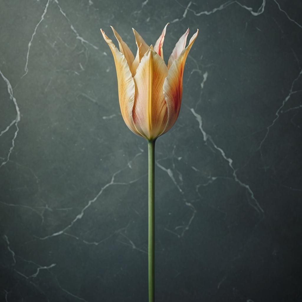 Elegant Tulip on Marble Paper