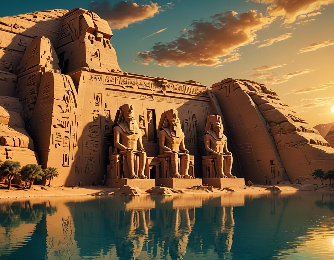 Abu Simbel Temple on Artificial Lake, Matte Painting
