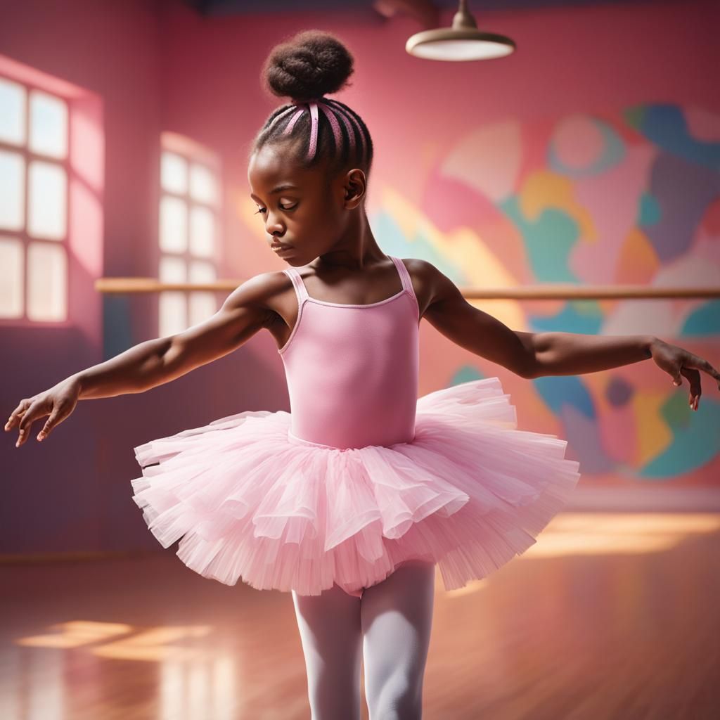 African Ballerina in Ballet Studio: Hyperrealistic Art