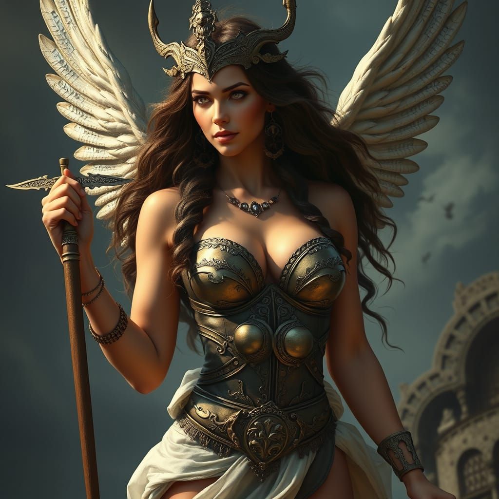 Vibrant Valkyrie Goddess in Mythic Beauty