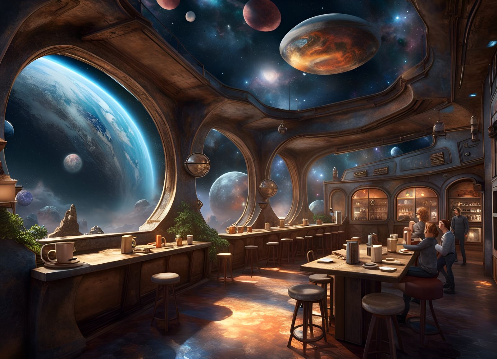 coffee shop in space