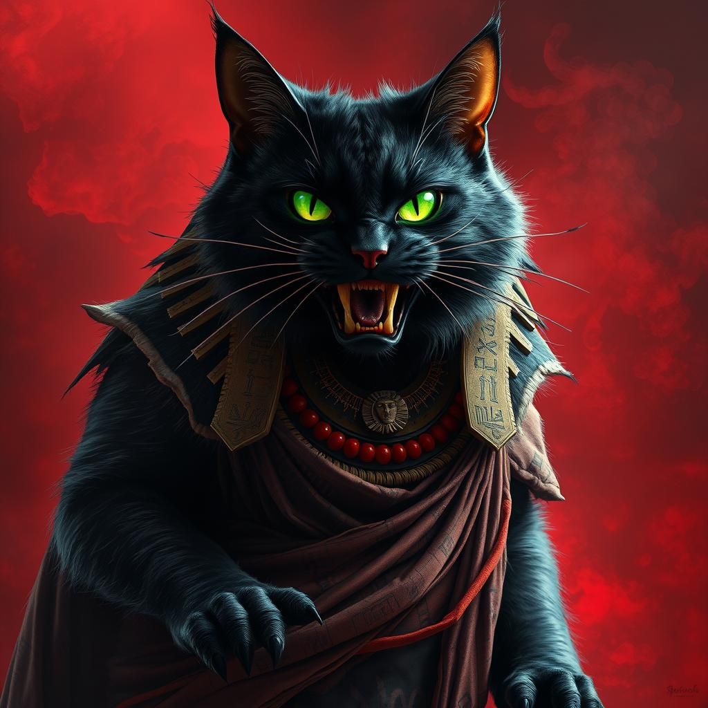 Scary Egyptian Priest Black Cat