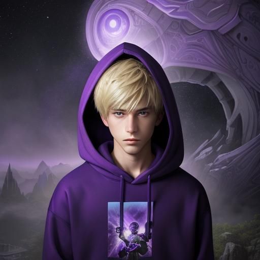 Boy with Purple Eyes in Ethereal Fantasy Style