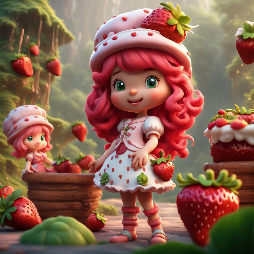 Strawberry Shortcake Characters in Detailed Matte Painting