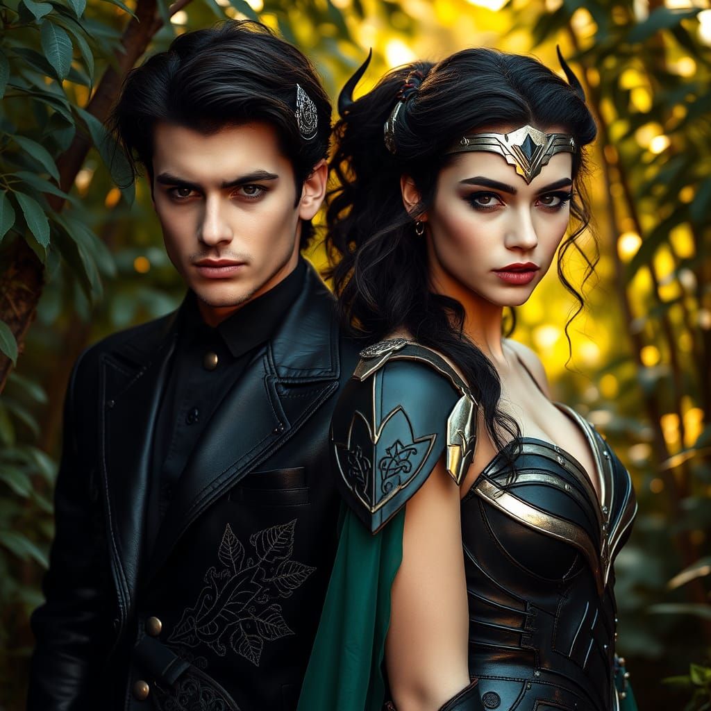 Regal Twins: Mystical Union in High-Fashion Photo