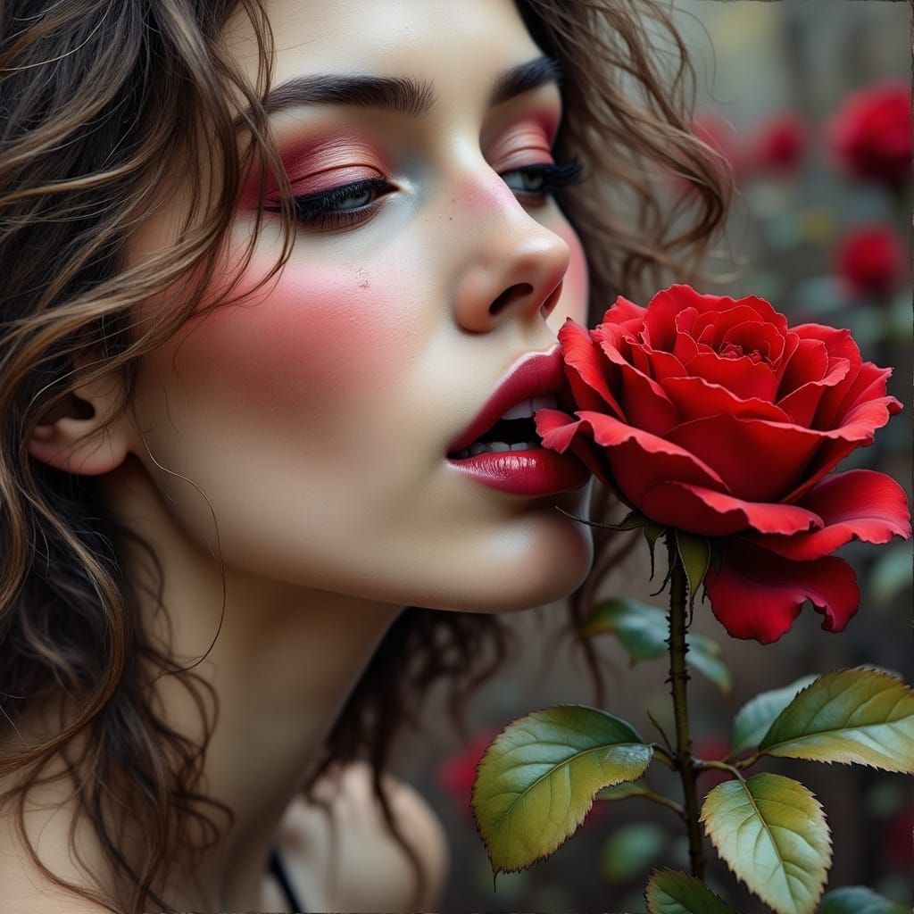 Romantic Watercolor Rose Kiss