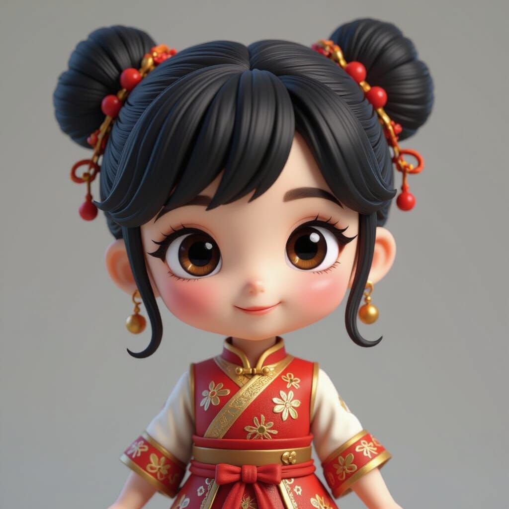 Chibi Chinese Girl in Disney Animation Style