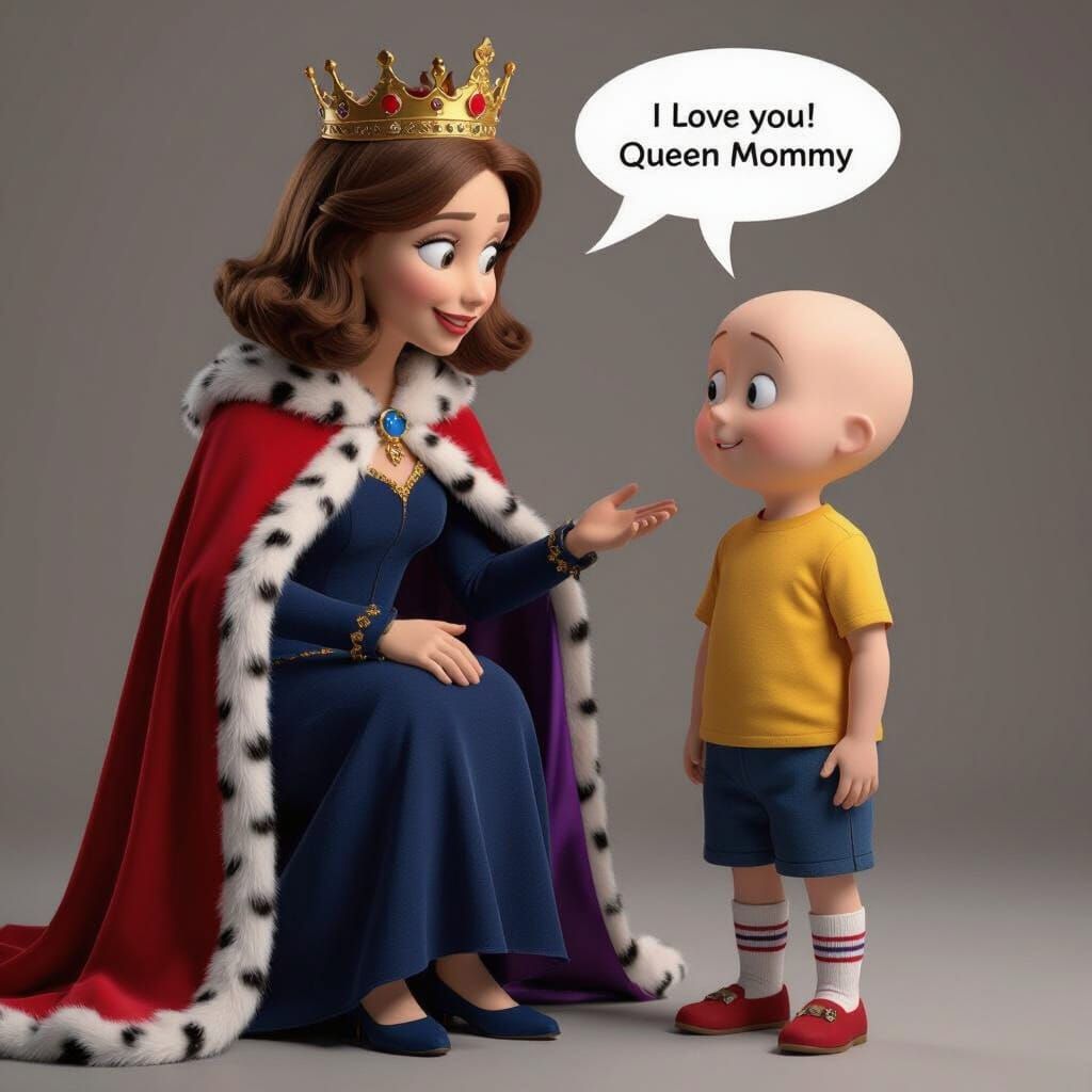Queen Doris and Caillou in Royal Attire
