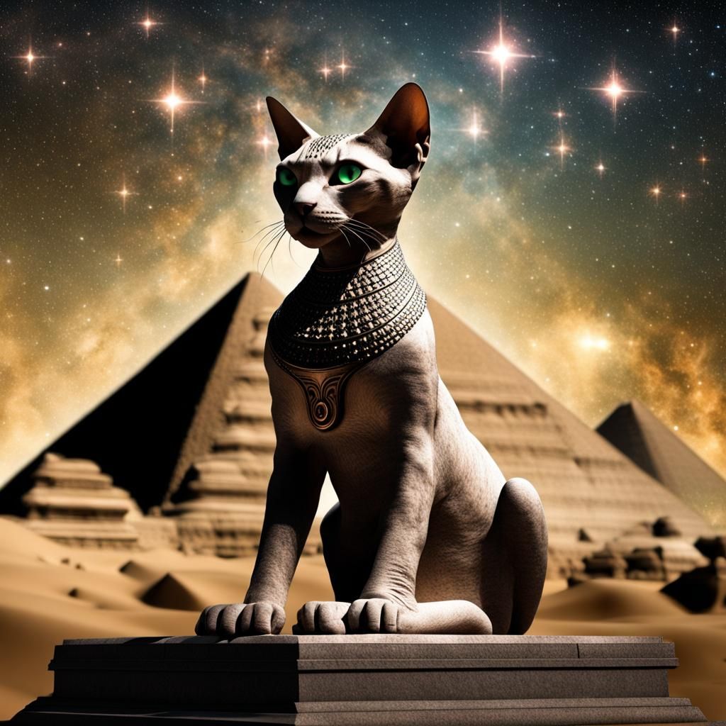 Celestial Sphinx Cat Made of Stars