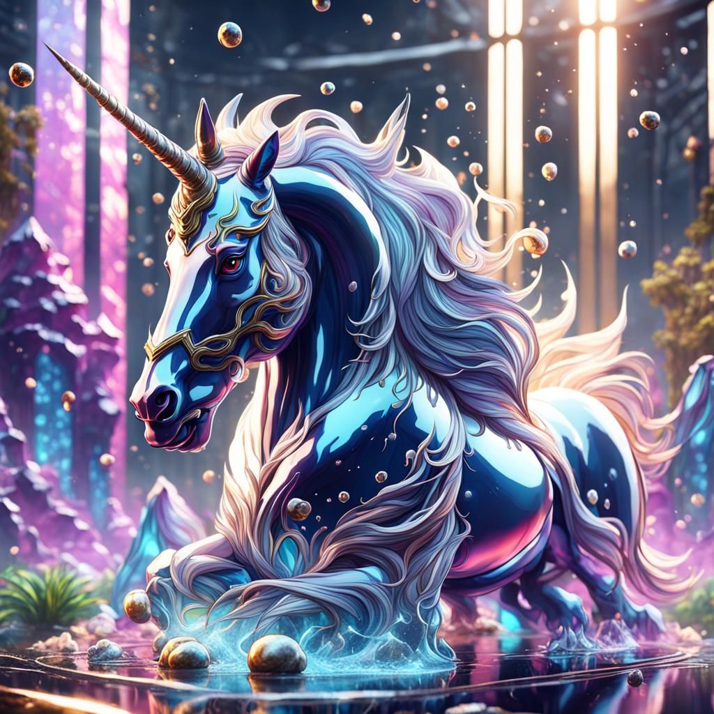 Glass-like Unicorn in Detailed Fantasy Concept Art