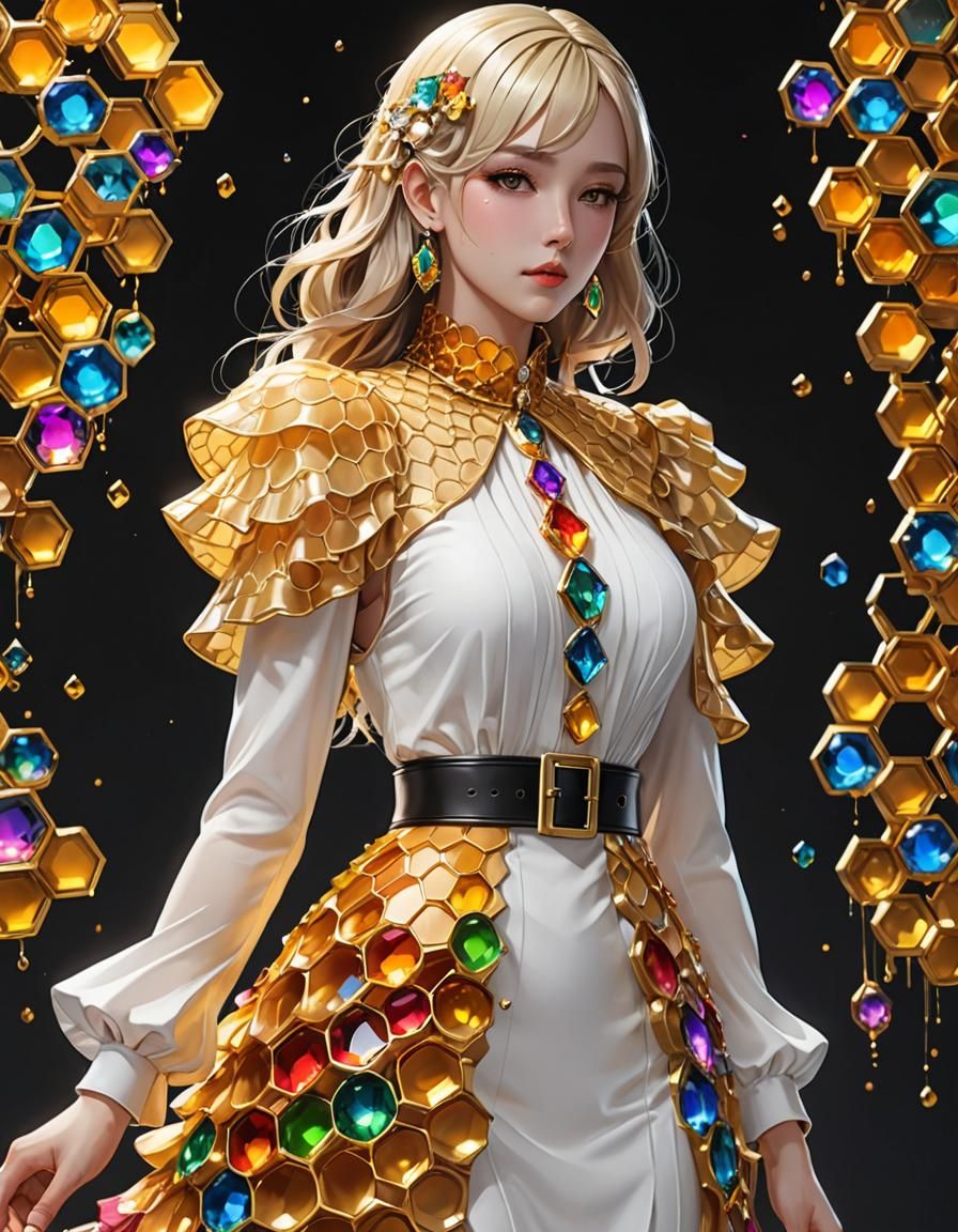Rainbow Honeycomb on 1930s Suit, Anime Art