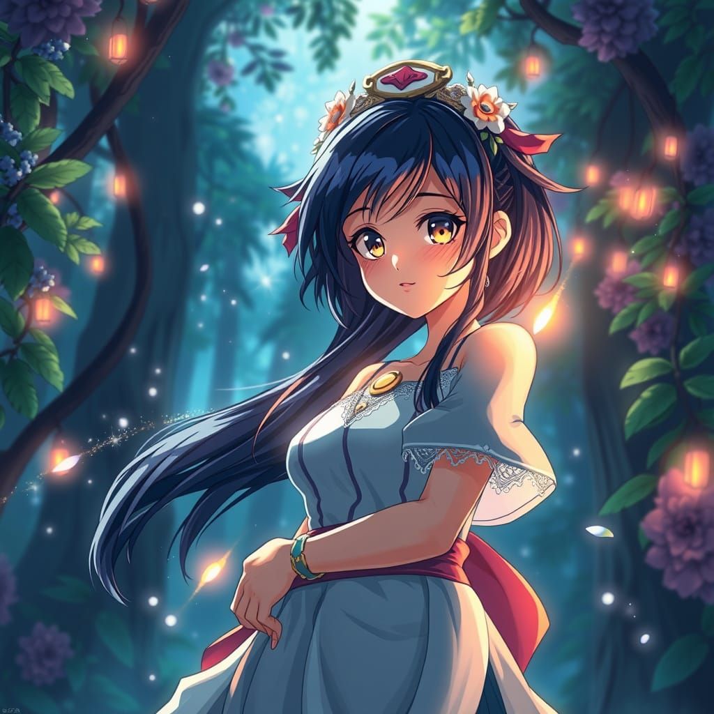 Ghibli-Inspired Magical Girl in Vibrant Anime Style