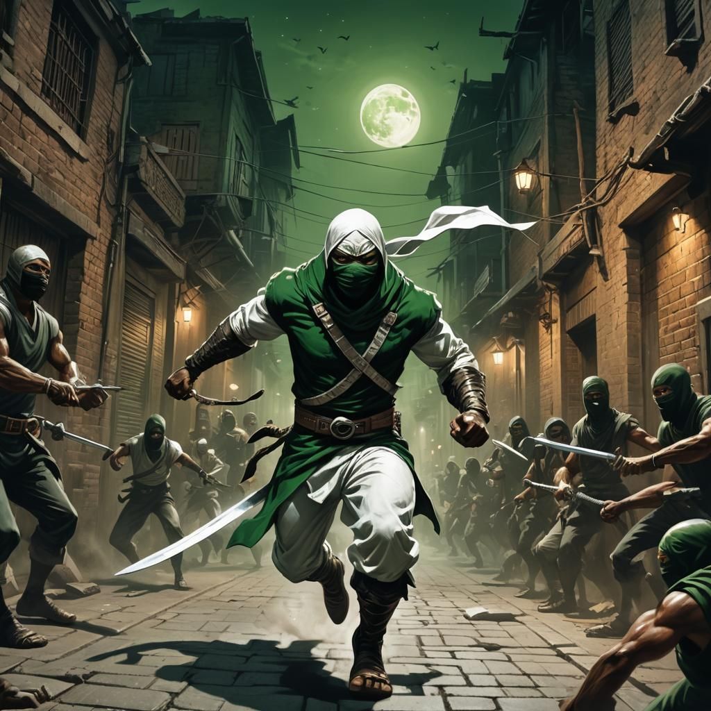 Nigerian Ninja in Moonlit Alley