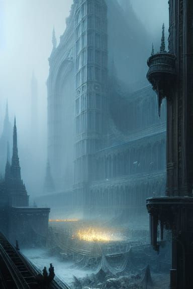 Imposing Freezing Steel Concept Art in Cyan Lights