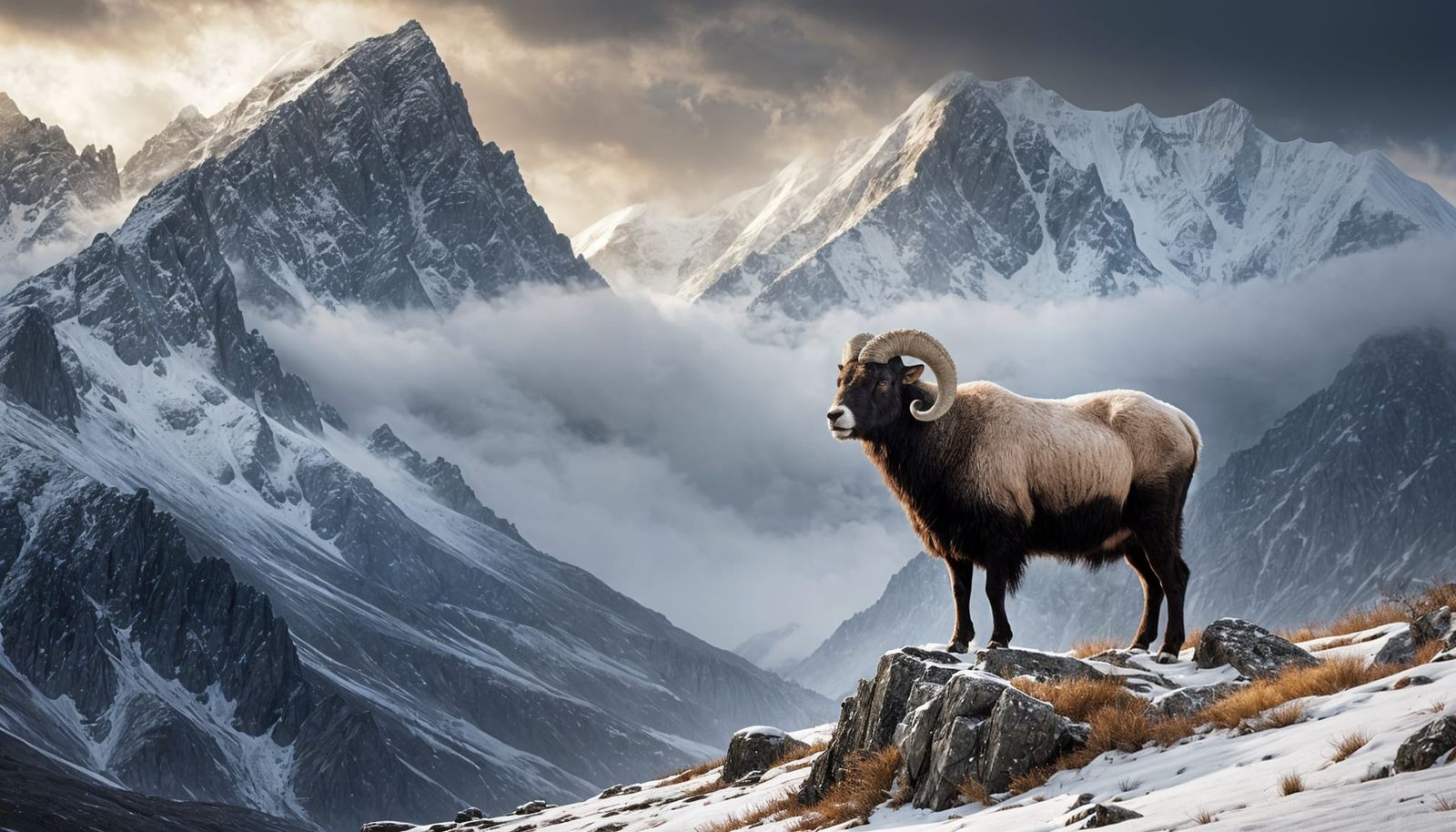 Winter Wonderland Valley in Impasto Oil Paint Style