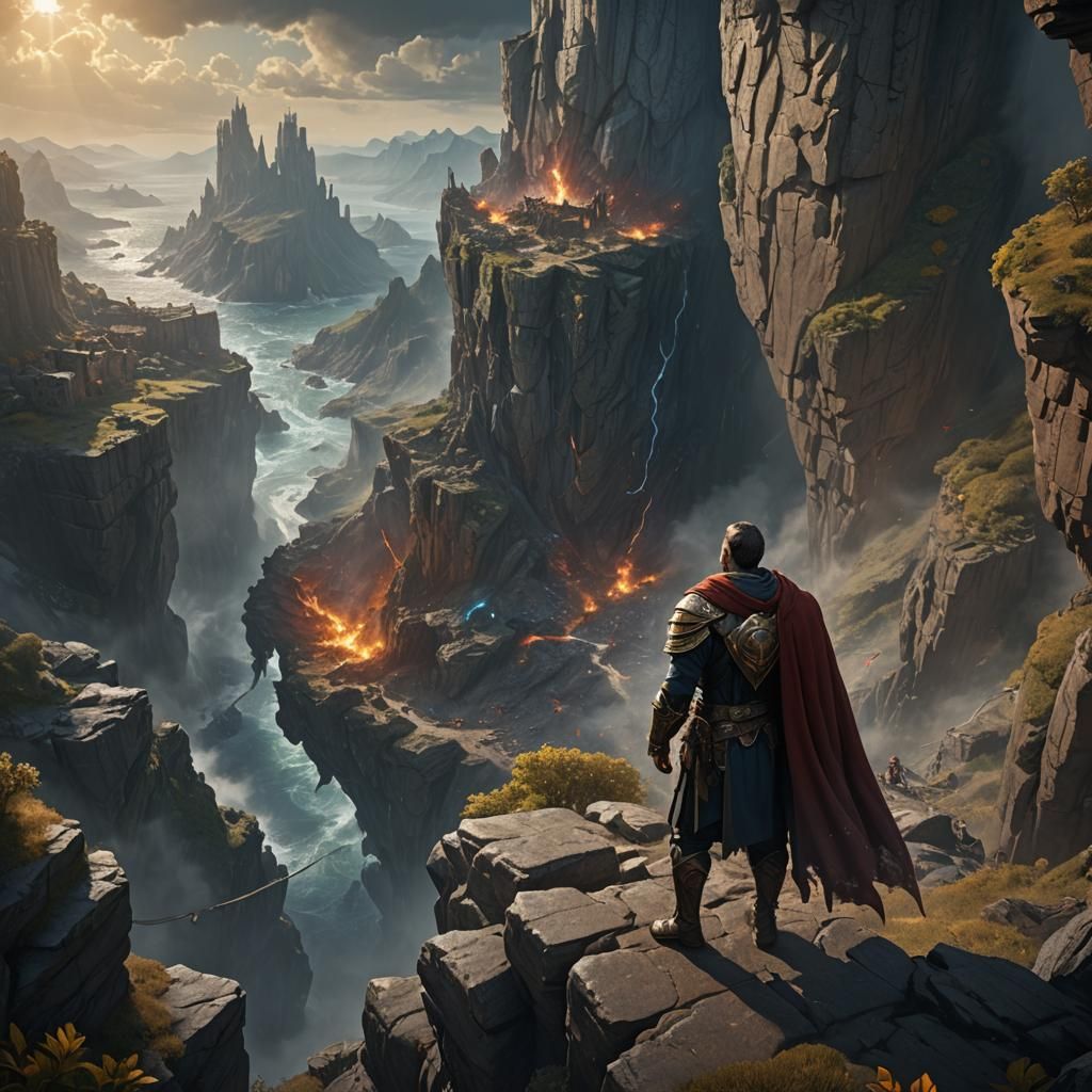 Heroic Group Faces Chaos in Detailed Matte Painting