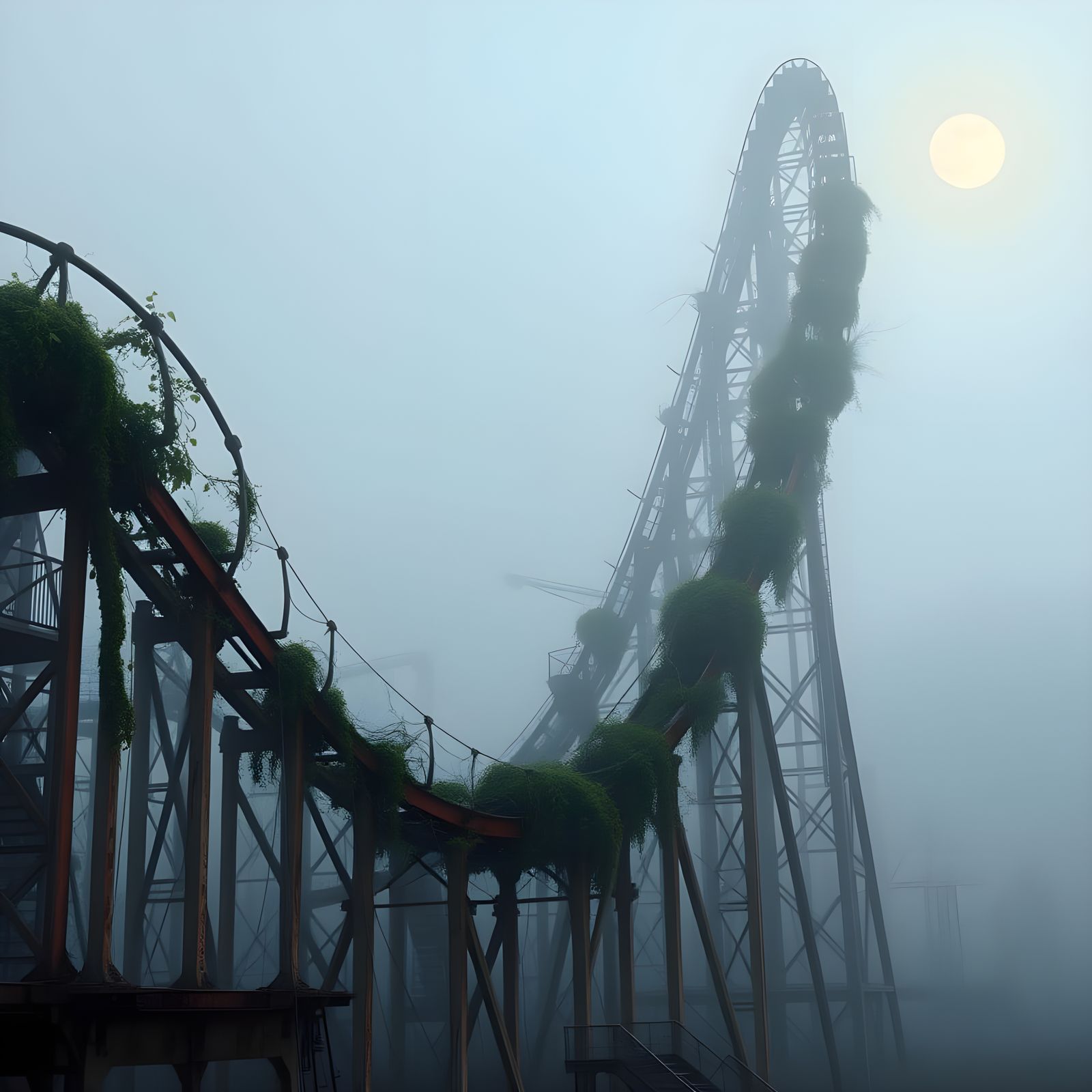 Abandoned Theme Park at Dusk