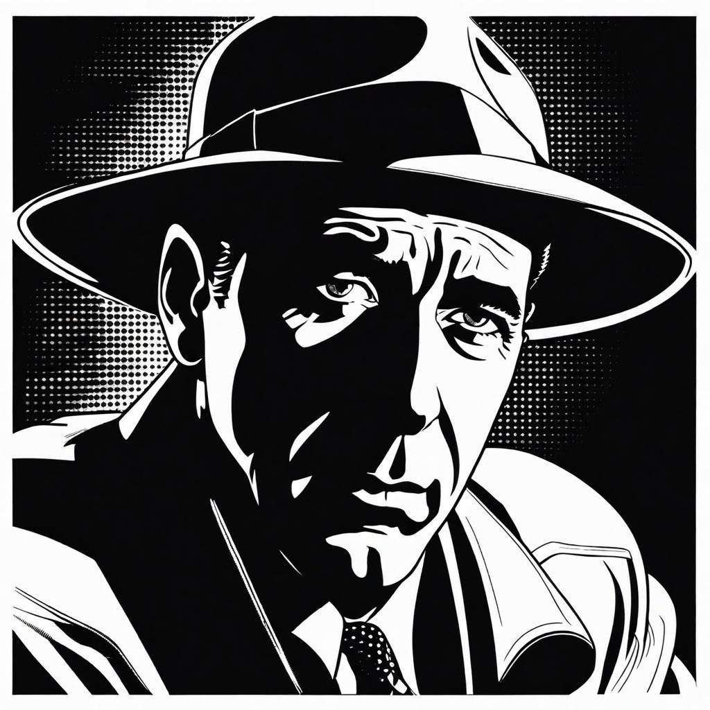Gritty Film Noir Detective in Comic Book Style