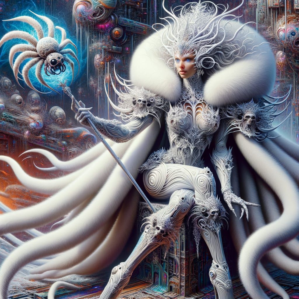 Frost Queen in Tarantula Armor with Magical Wand