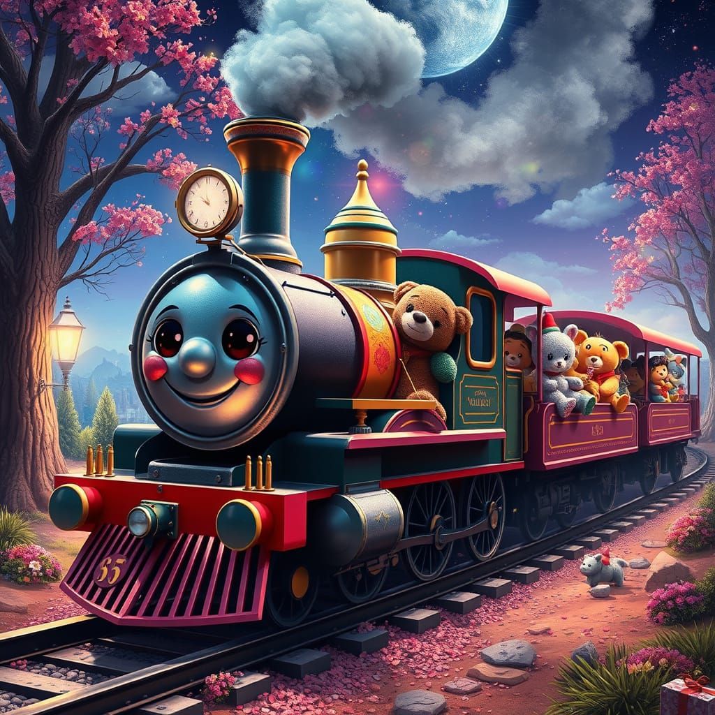 Whimsical Train in Vibrant Colors