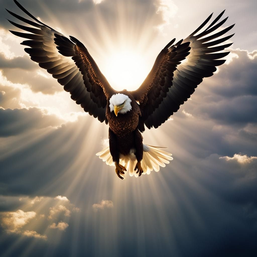 Heavenly Sunshine Beams Through Clouds