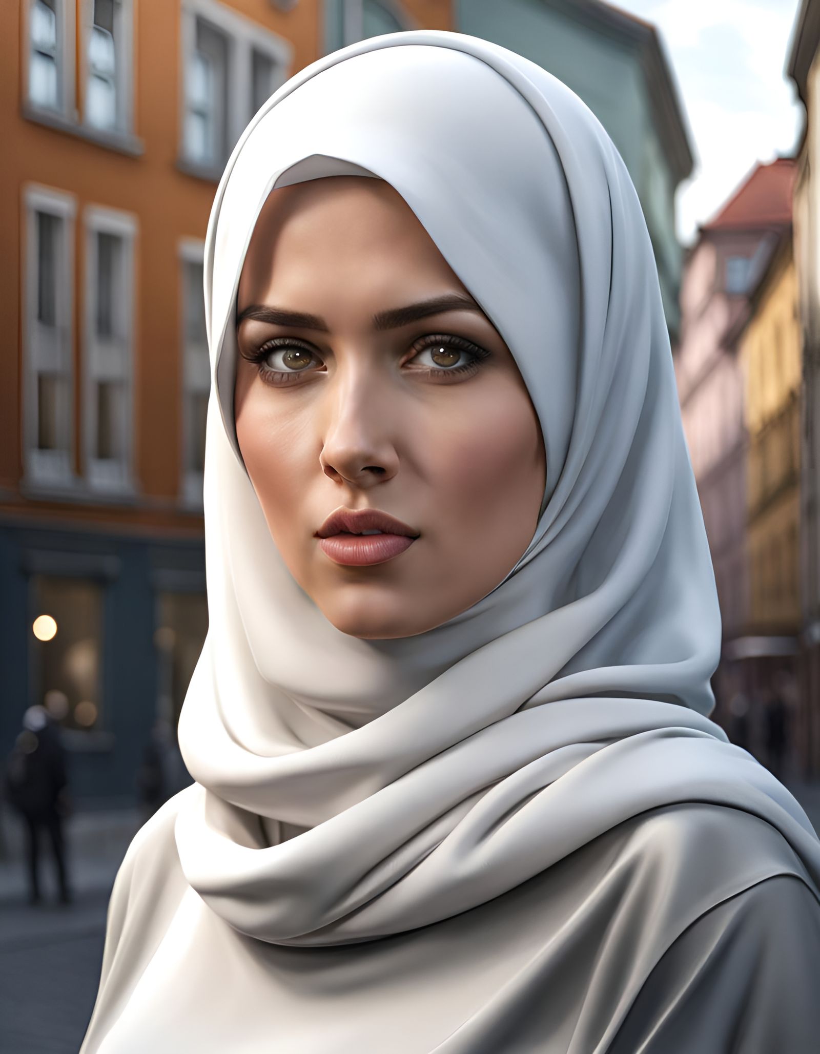 Girl with Hijab Portrait in Digital Art Style