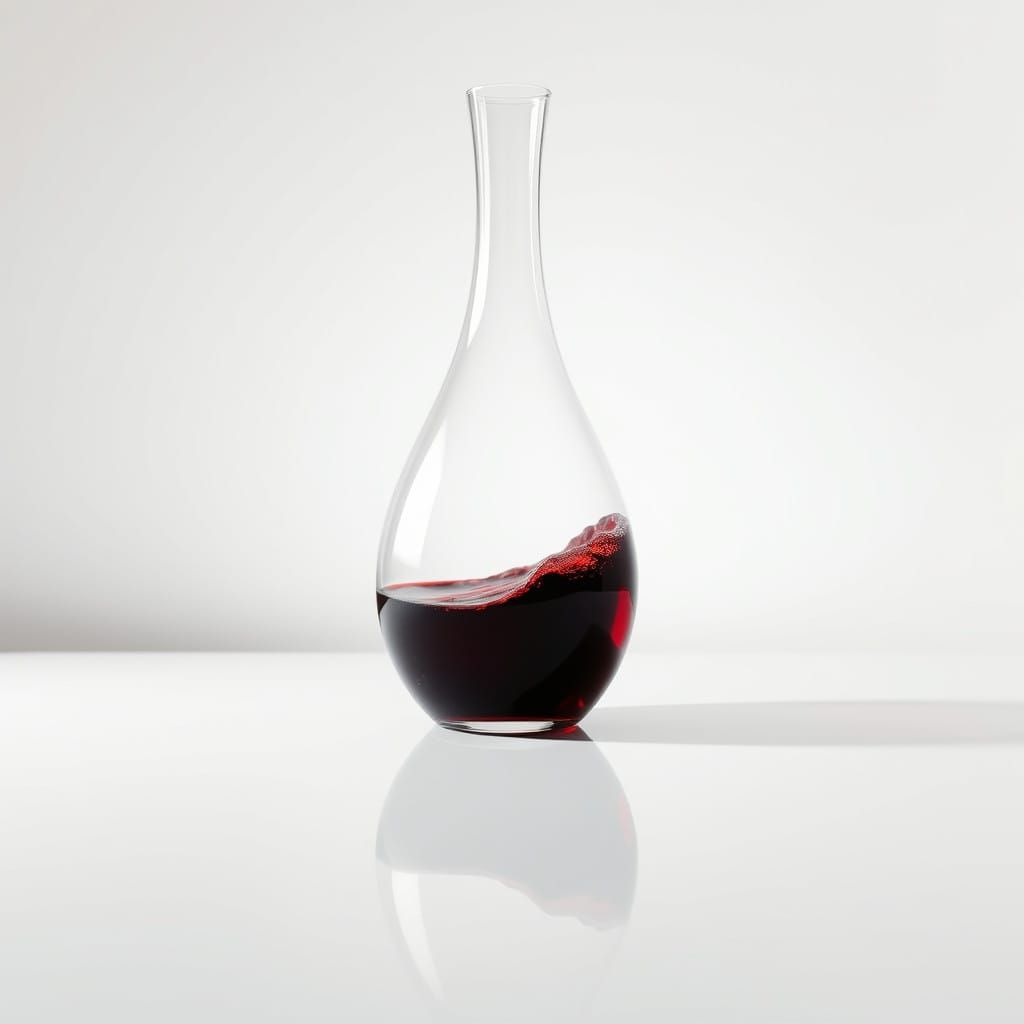 Realistic Wine Decanter with Red Wine Wave
