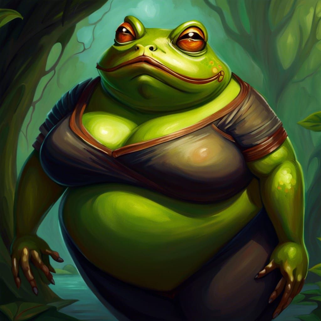 Seductive Anthro-Frog in Epic Fantasy Acrylic Painting