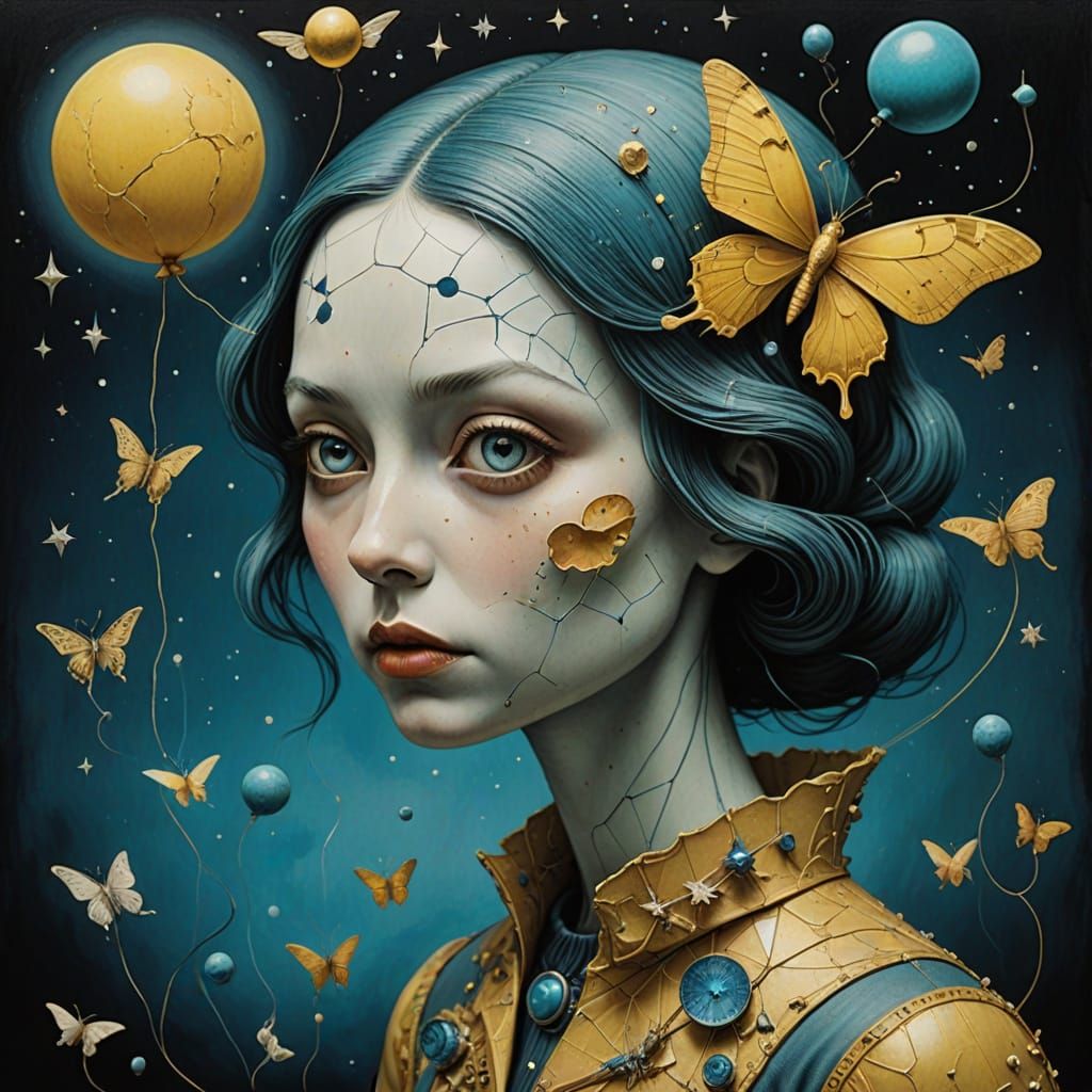 Surrealist Masterpiece in Cosmic Warrior Autumn Style