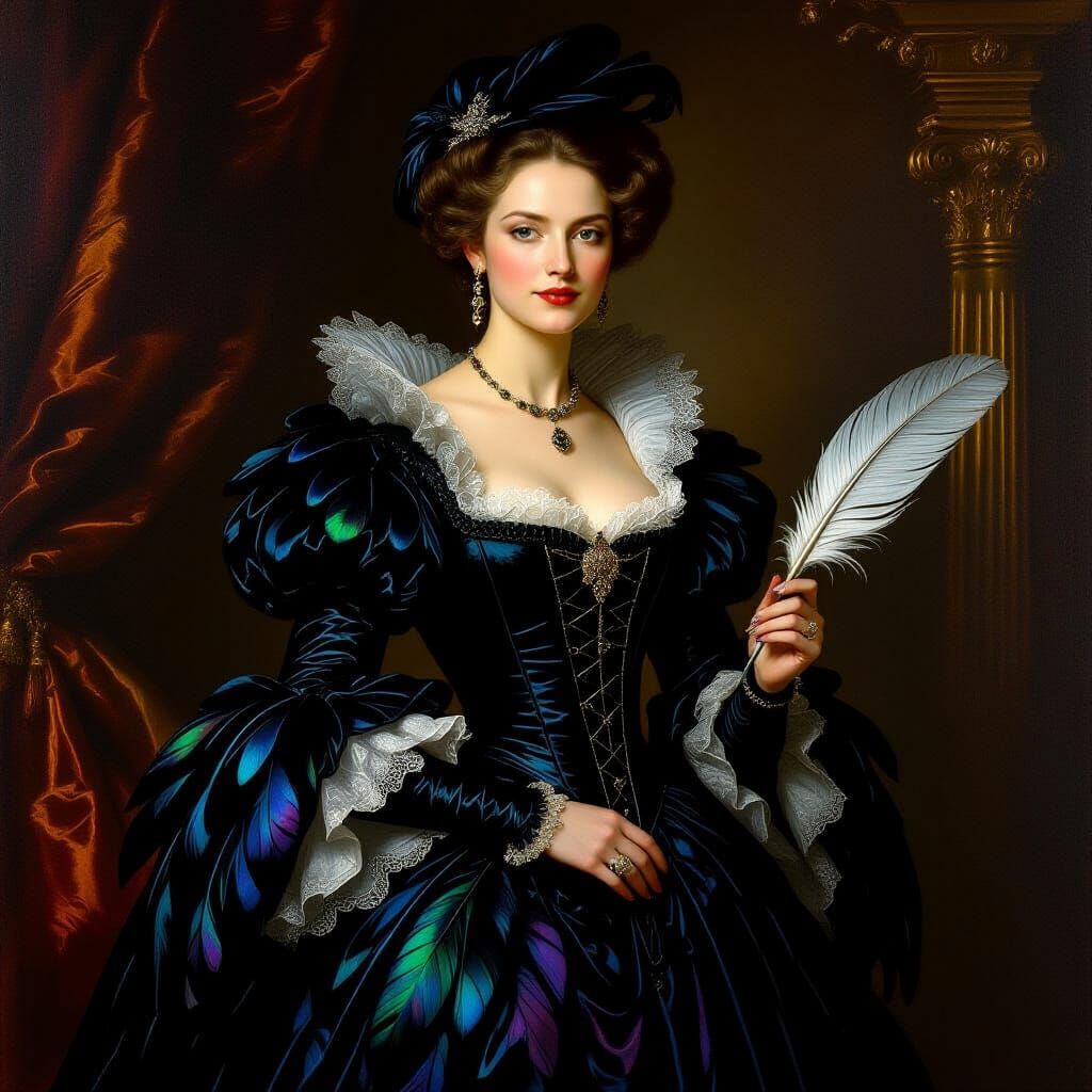 Noblewoman as Raven in Baroque Style