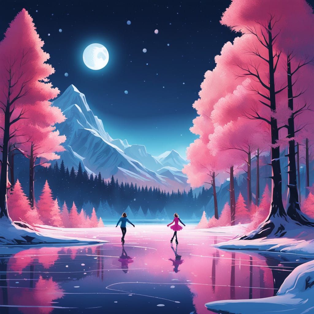 Sisters in Perfect Harmony on a Frosty Lake