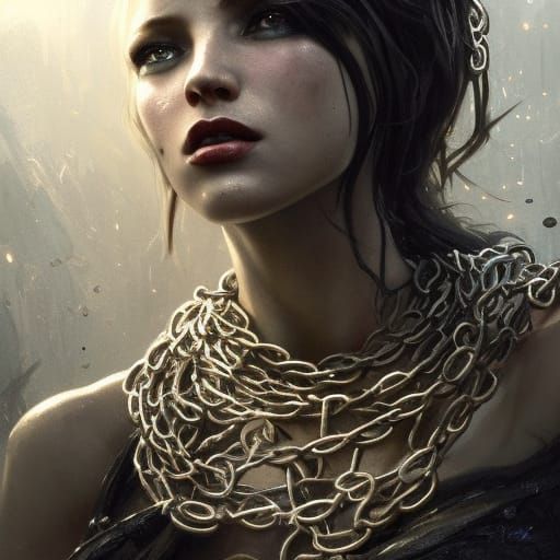 Chained Beauty: Dark Fantasy Art in 8K Resolution