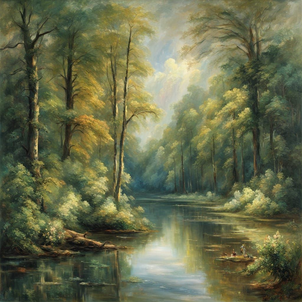 Serene Forest Landscape in Classical Style