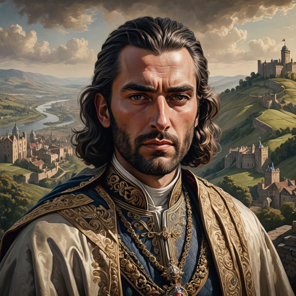 Historical Portrait of King Meribanes Mepe in Royal Attire