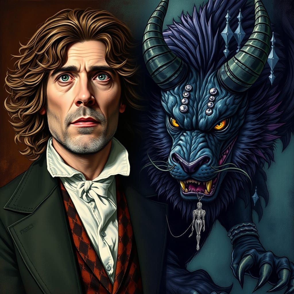 Oscar Wilde Portrait with Mythical Beast