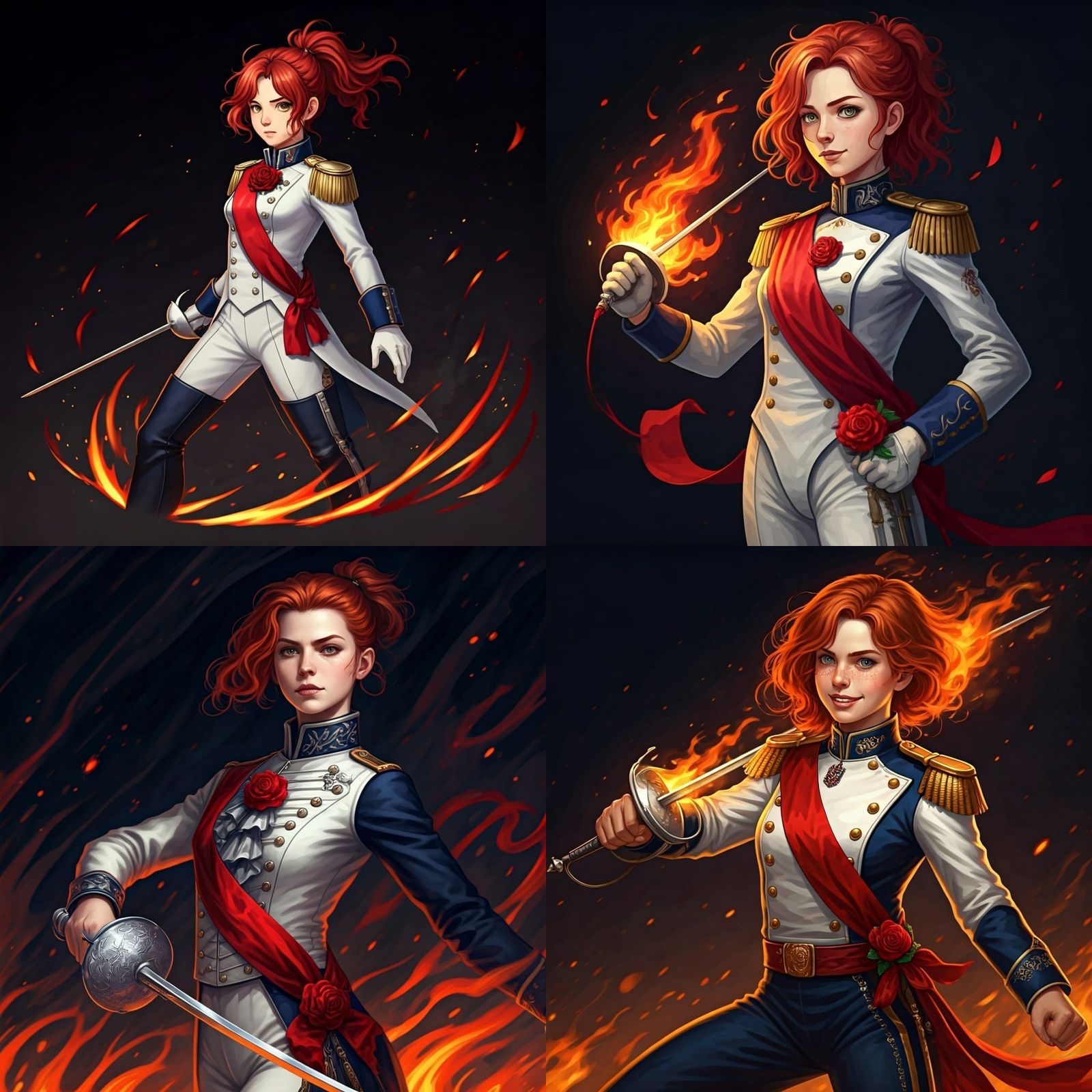 Fiery French Fencer in Dark Fantasy Setting