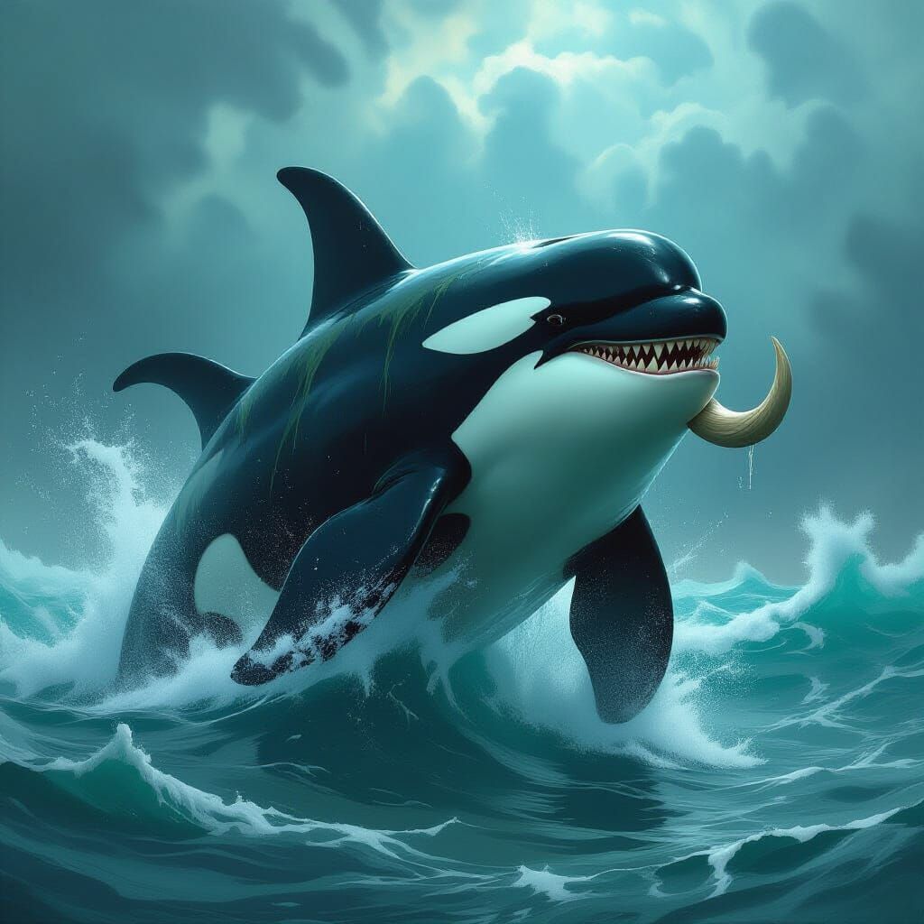 Orca-Orc Hybrid Emerges From Stormy Seas