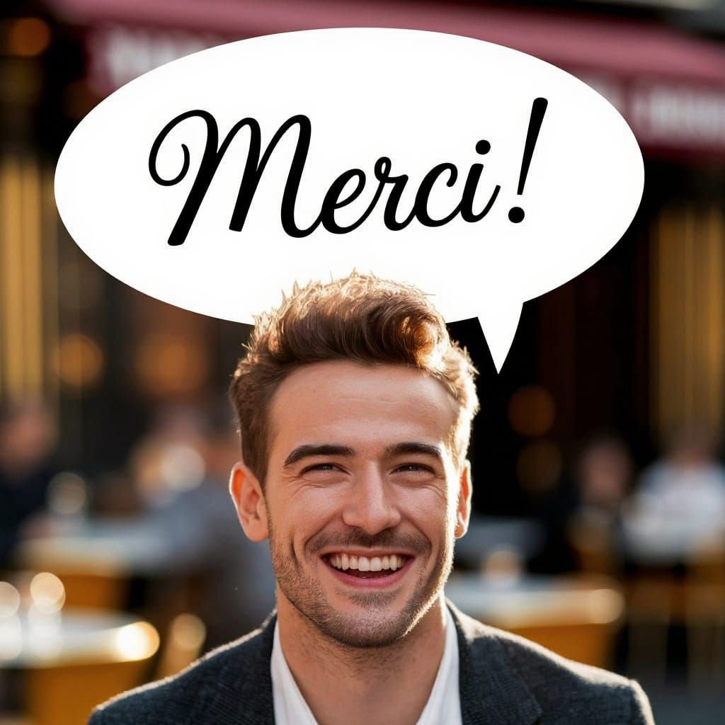 Elegant "Merci!" in Speech Bubble