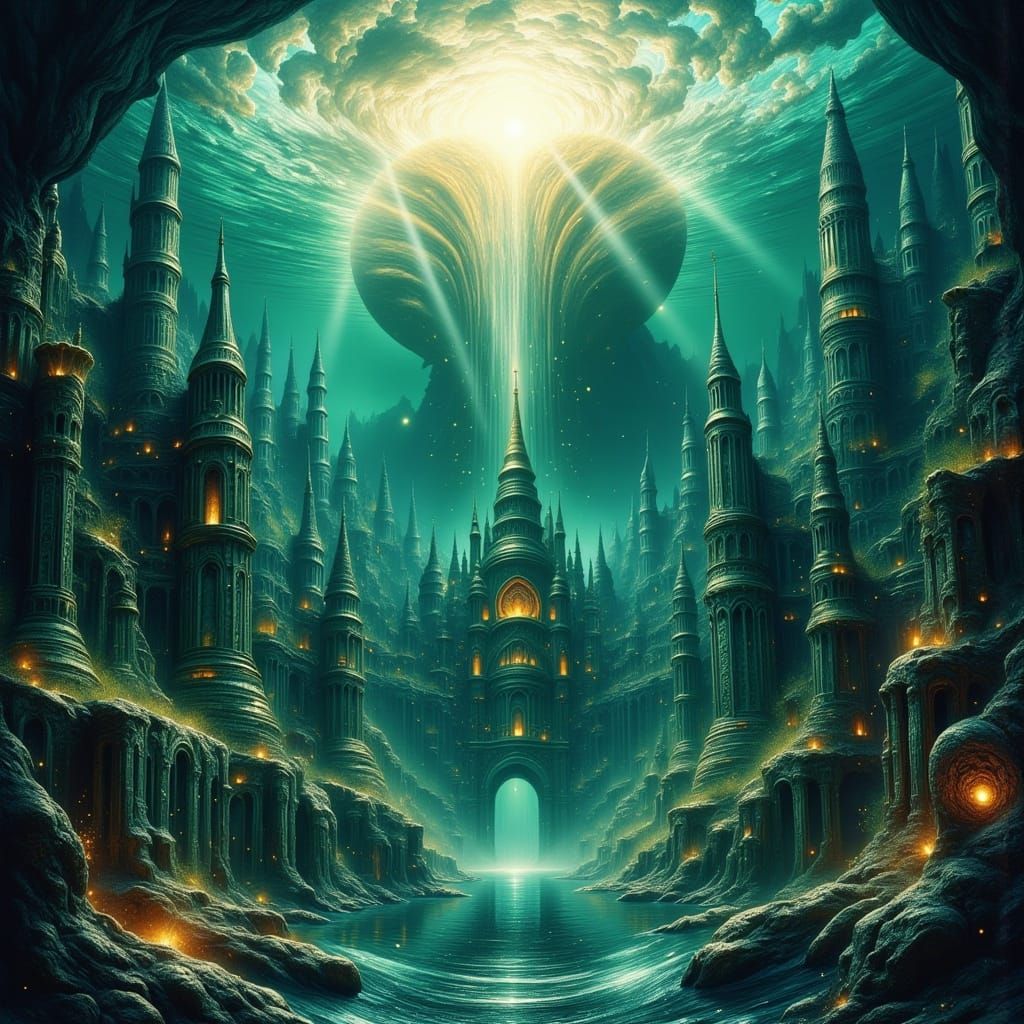Atlantis Forgotten City Radiates Ethereal Glow in Iridescent...