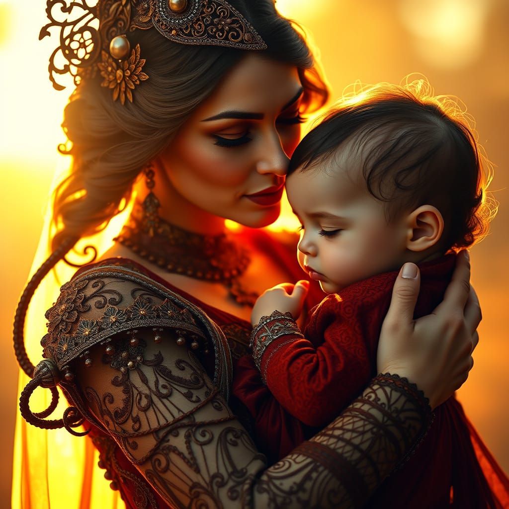 mother holding child