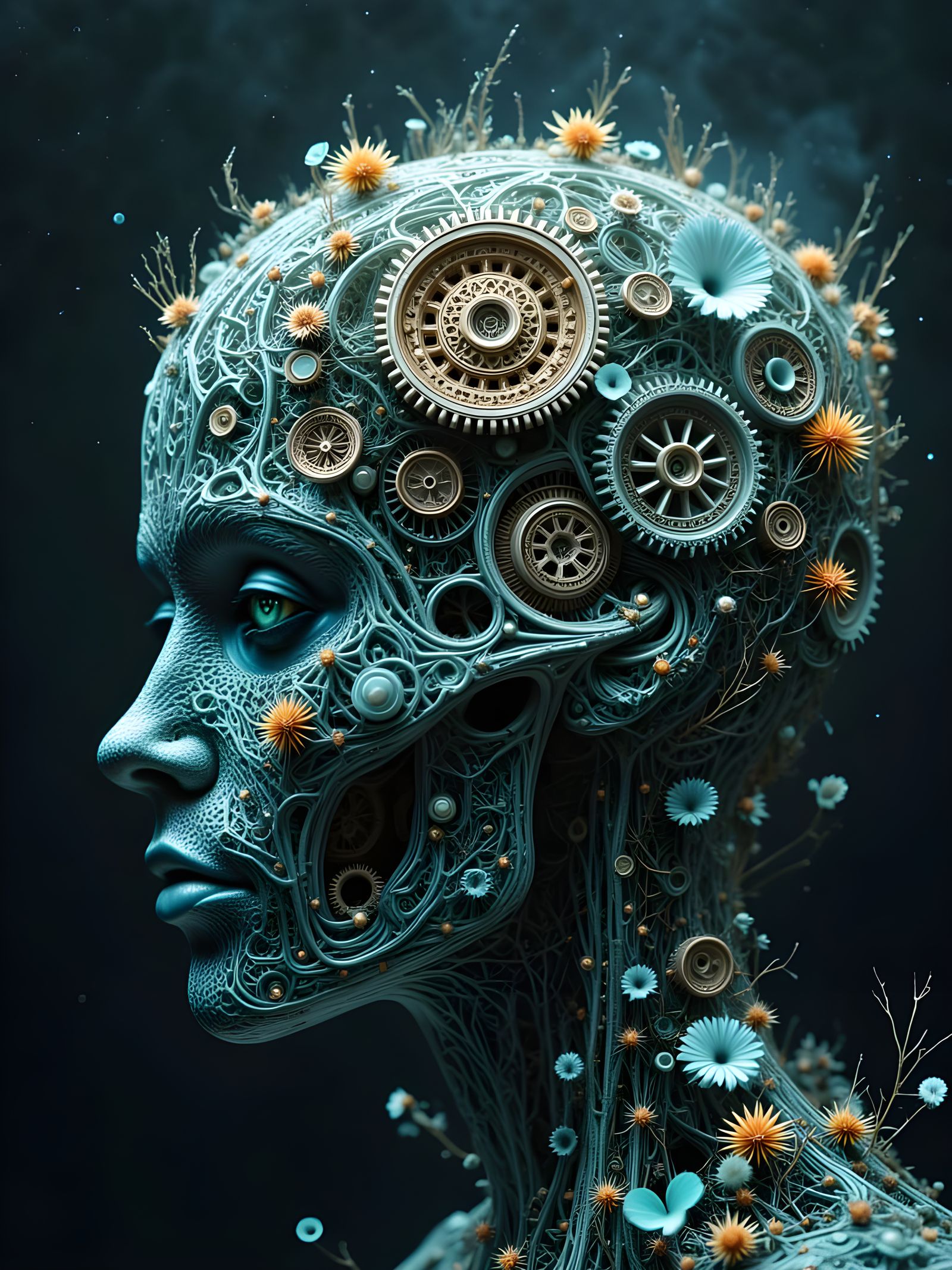 Gothic Skull Labyrinth of Gears in Cosmic Vortex