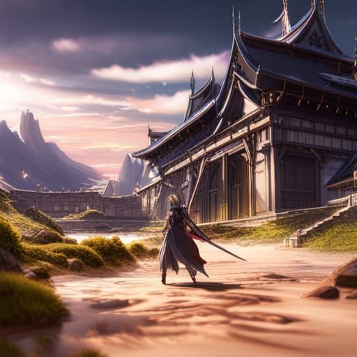 Detailed Action Anime Matte Painting in Deep Color