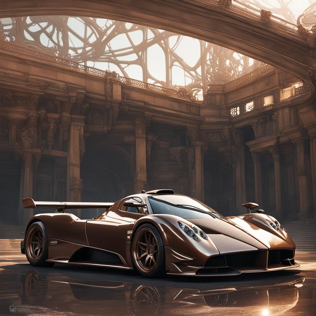 Brown Pagani Zonda Portrait in Hyperdetailed Style