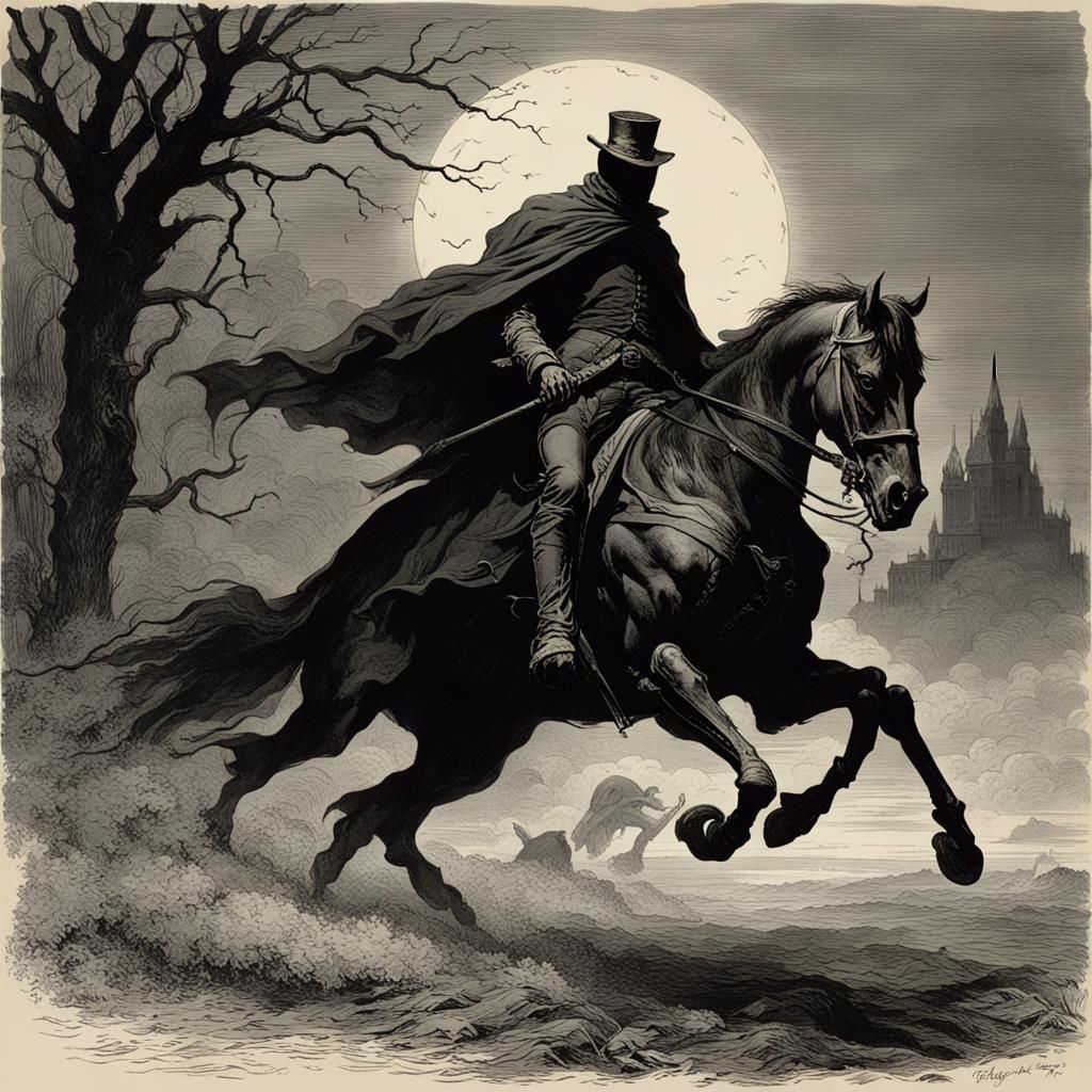 The Headless Horseman: A Gothic Horror Illustration