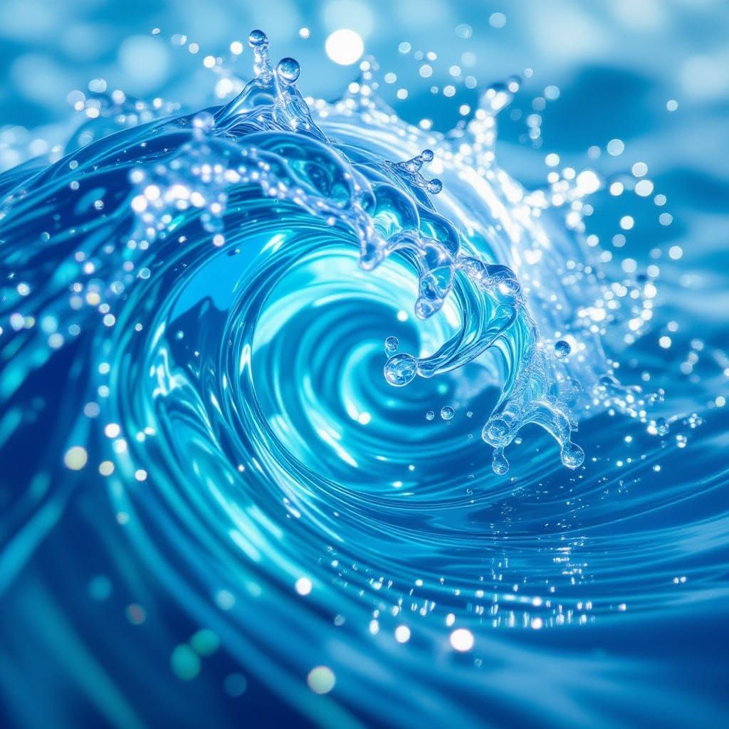 Ocean Wave Formed by Swirling Glass Marbles