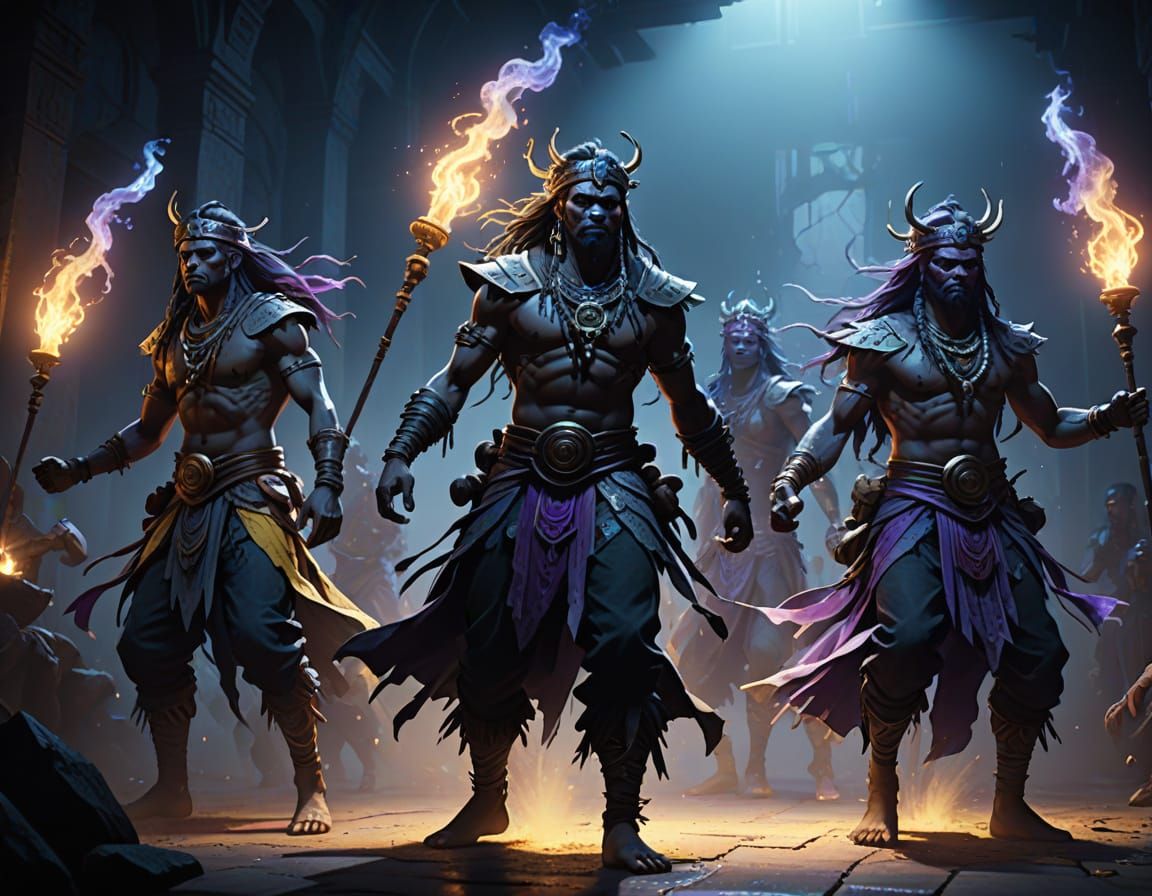 Eerie Tribal Dance in Dark Fantasy Style
