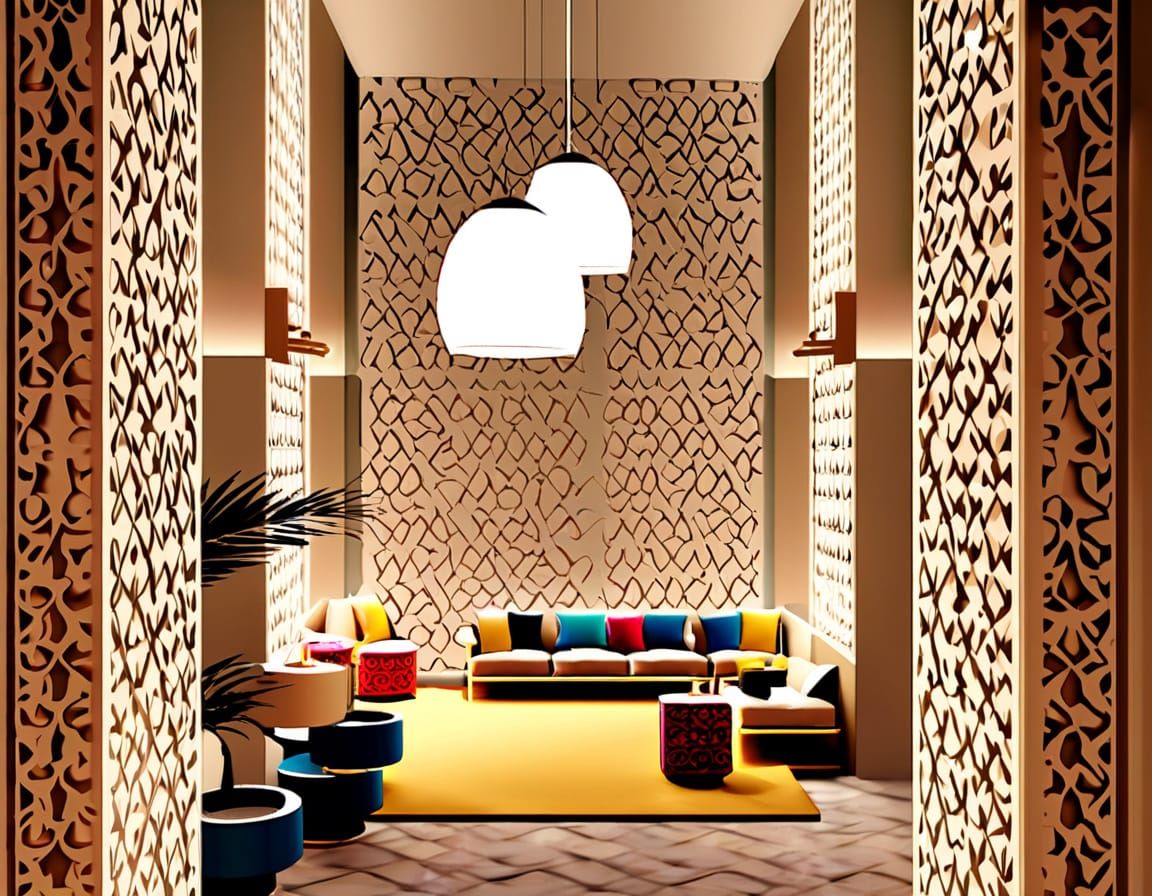 Luxurious Emirati Majlis Nightlife Terrace Render